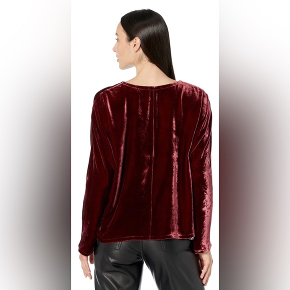 NWT Eileen Fisher Women's Deep Claret Velvet V Neck Top Dolman Sleeve - Picture 2 of 10